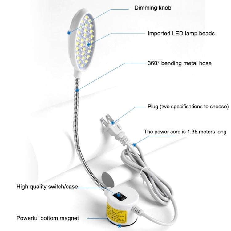 LED Sewing Machine Lamp Dimmable Magnet Working Energy-saving Lamp, 30 Lamp Beads, 30 Beads