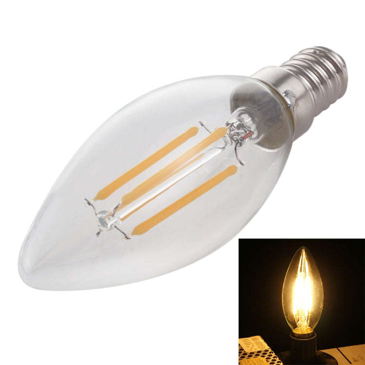 C35 E14 4W 4 LEDs 300 LM 3000K Dimmable Retro LED Filament Light Bulb Energy Saving Light, AC 220...