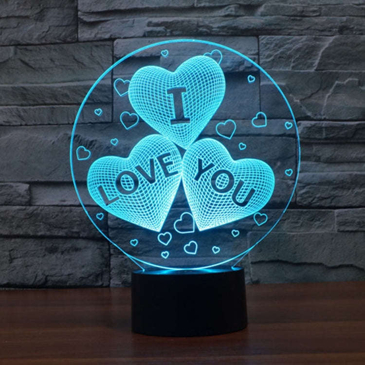 7-color Discoloration Creative Visual Stereo Lamp Desk Lamp Novelty Gift, I LOVE YOU Pattern