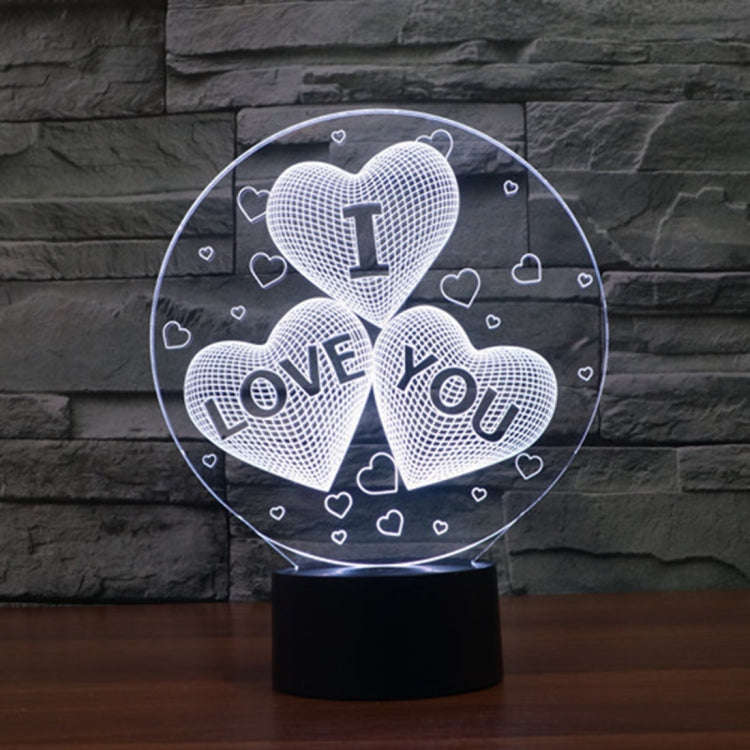 7-color Discoloration Creative Visual Stereo Lamp Desk Lamp Novelty Gift, I LOVE YOU Pattern