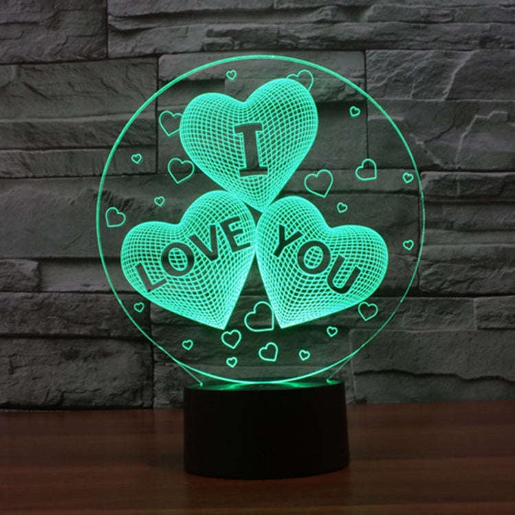 7-color Discoloration Creative Visual Stereo Lamp Desk Lamp Novelty Gift, I LOVE YOU Pattern