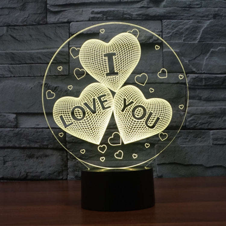 7-color Discoloration Creative Visual Stereo Lamp Desk Lamp Novelty Gift, I LOVE YOU Pattern
