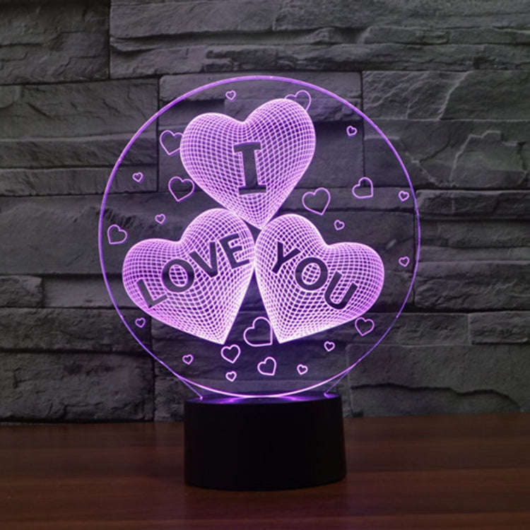 7-color Discoloration Creative Visual Stereo Lamp Desk Lamp Novelty Gift, I LOVE YOU Pattern