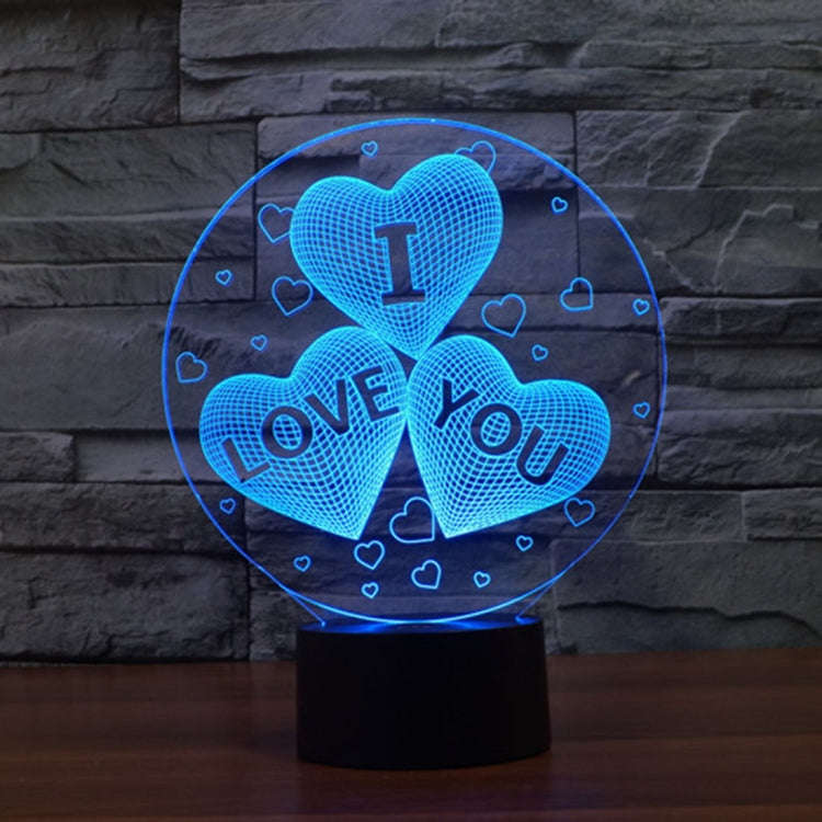 7-color Discoloration Creative Visual Stereo Lamp Desk Lamp Novelty Gift, I LOVE YOU Pattern