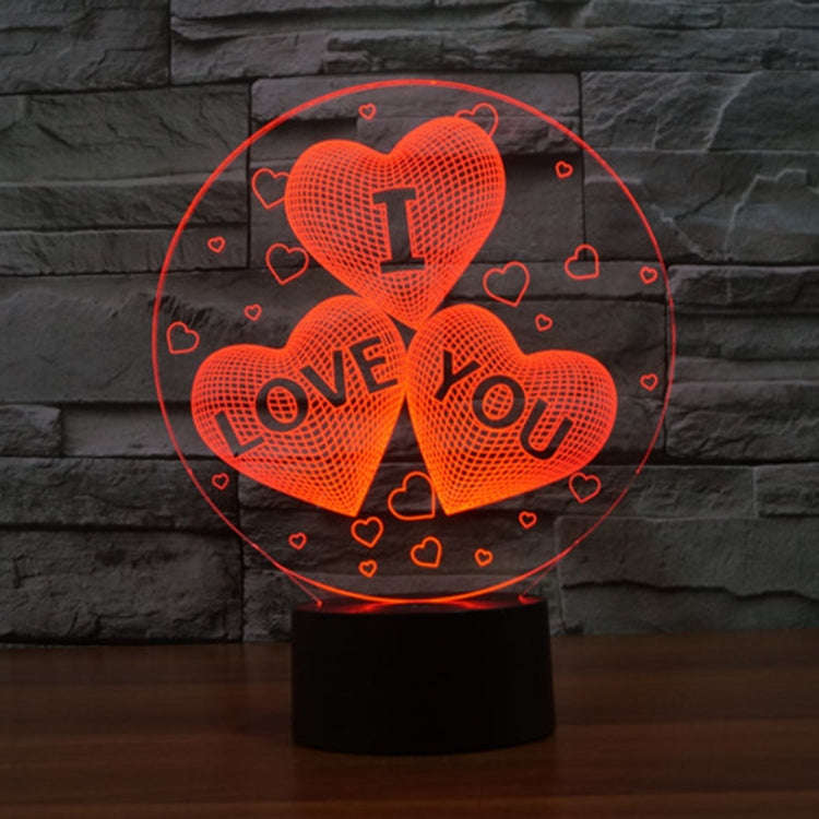 7-color Discoloration Creative Visual Stereo Lamp Desk Lamp Novelty Gift, I LOVE YOU Pattern