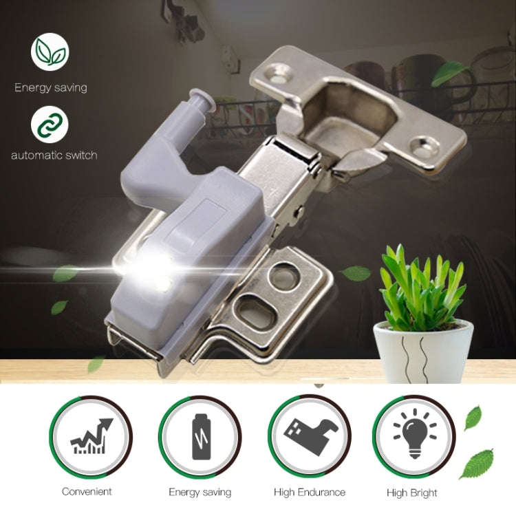0.3W Universal Inner Hinge LED Sensor lamp Cupboard 3 LEDs Night light Auto ON/OFF Bulb, 1 PCS Wh...