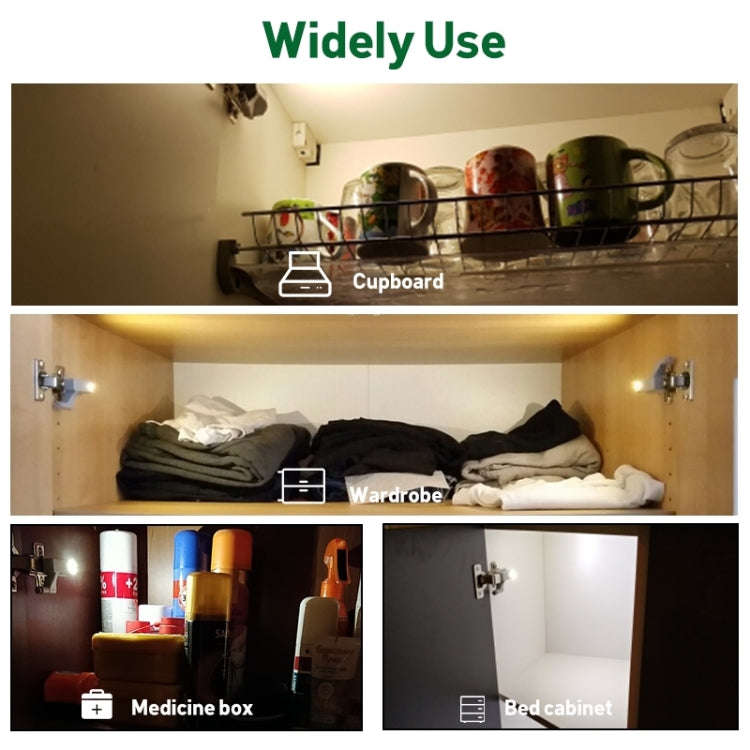 0.3W Universal Inner Hinge LED Sensor lamp Cupboard 3 LEDs Night light Auto ON/OFF Bulb, 1 PCS Wh...