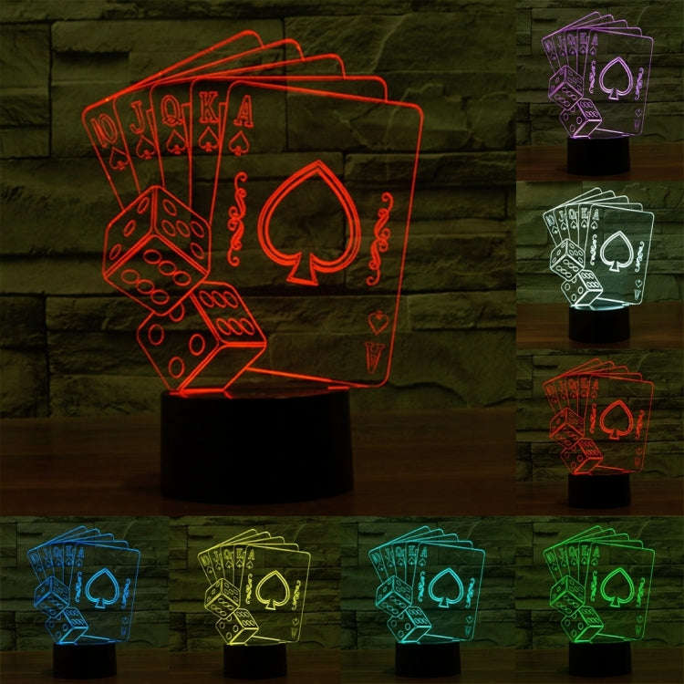 7 Color Discoloration Creative Visual Stereo Lamp Desk Lamp Night Light, Poker Style