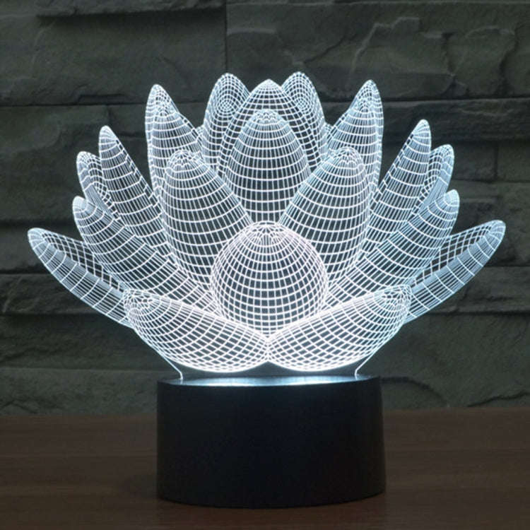 7 Color Discoloration Creative Visual Stereo Lamp Desk Lamp Night Light, Lotus Style