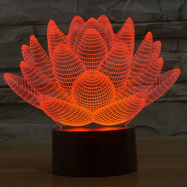 7 Color Discoloration Creative Visual Stereo Lamp Desk Lamp Night Light, Lotus Style