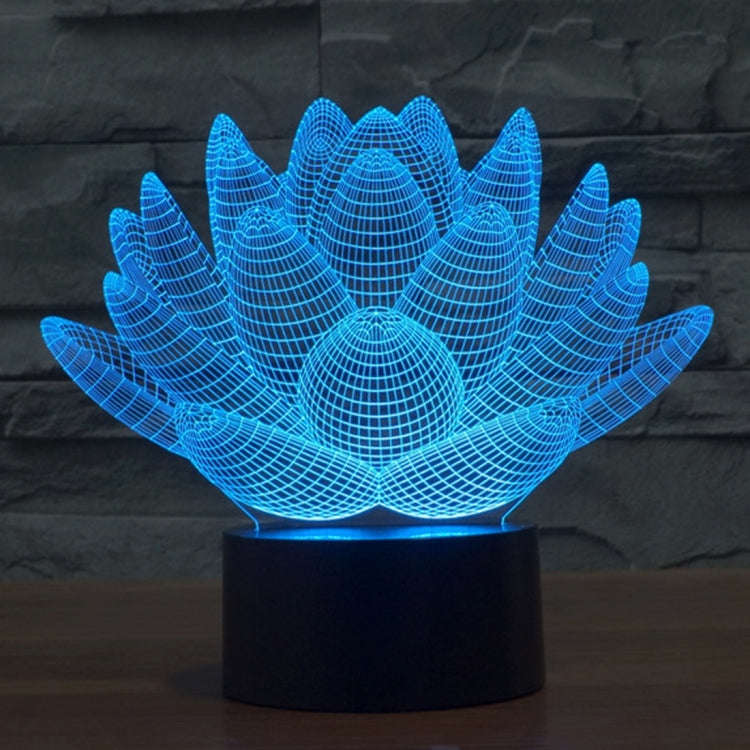 7 Color Discoloration Creative Visual Stereo Lamp Desk Lamp Night Light, Lotus Style