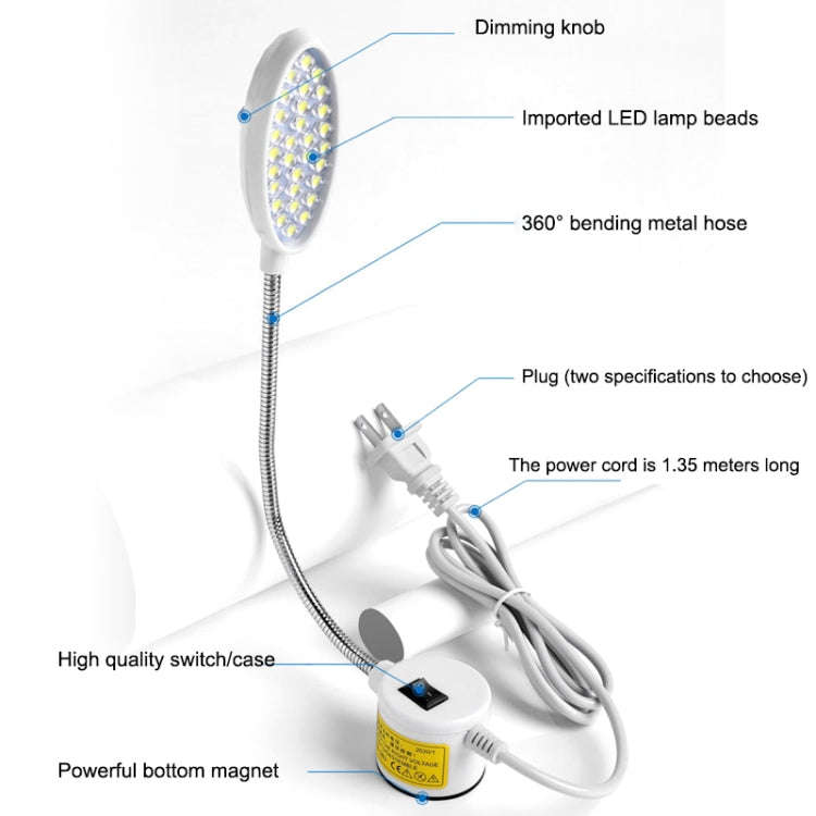 LED Sewing Machine Lamp Dimmable Magnet Working Energy-saving Lamp 22 Lamp Beads, 22 Beads