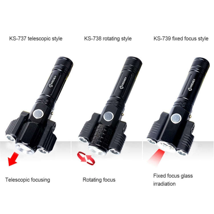 KS-739 USB Charging Waterproof T6+XPE Fixed Focus LED Flashlight with 4-Modes & 18650 lithium bat...