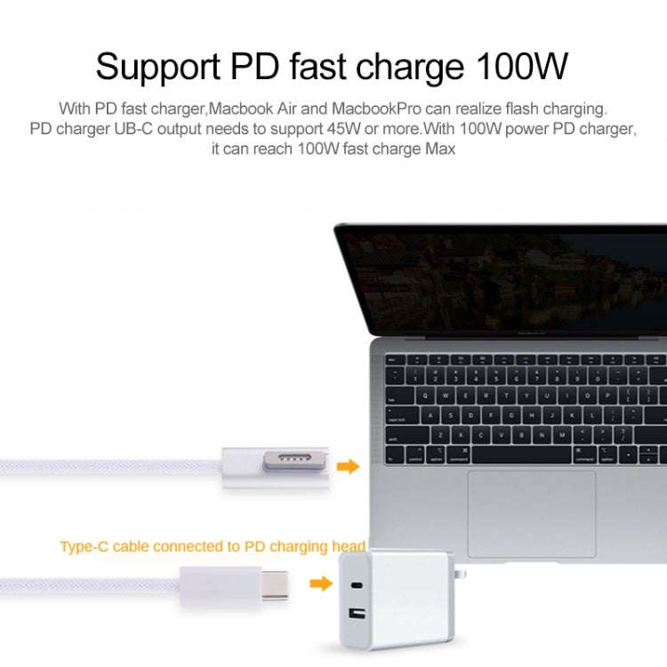 45W / 65W / 85W / 100W 5 Pin MagSafe 1 (L-Shaped) to USB-C / Type-C PD Charging Cable, 45W / 65W ...