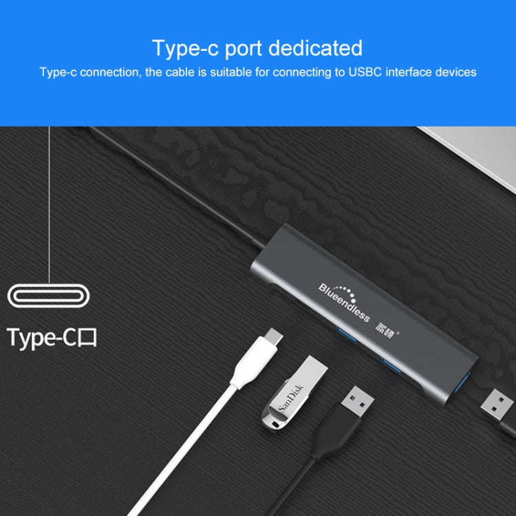 Blueendless 4 In 1 Multi-function Type-C / USB-C to HDMI + PD + Dual USB 3.0 HUB Expansion Dock, ...