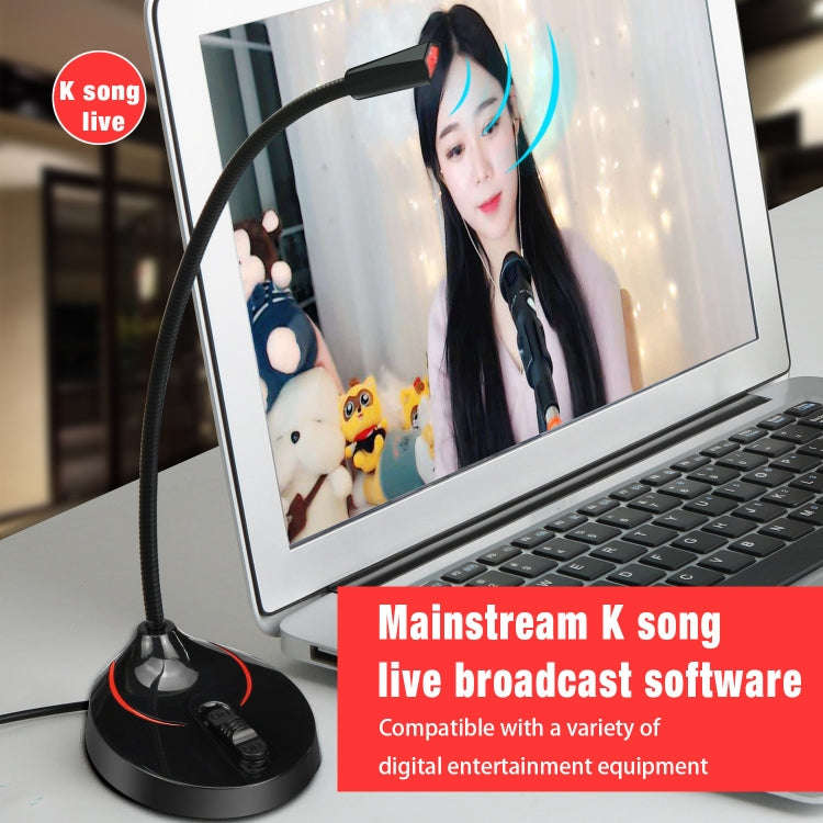 HXSJ F12 360 Degrees Bendable Drive-free USB Computer Microphone, Cable Length: 2.2m