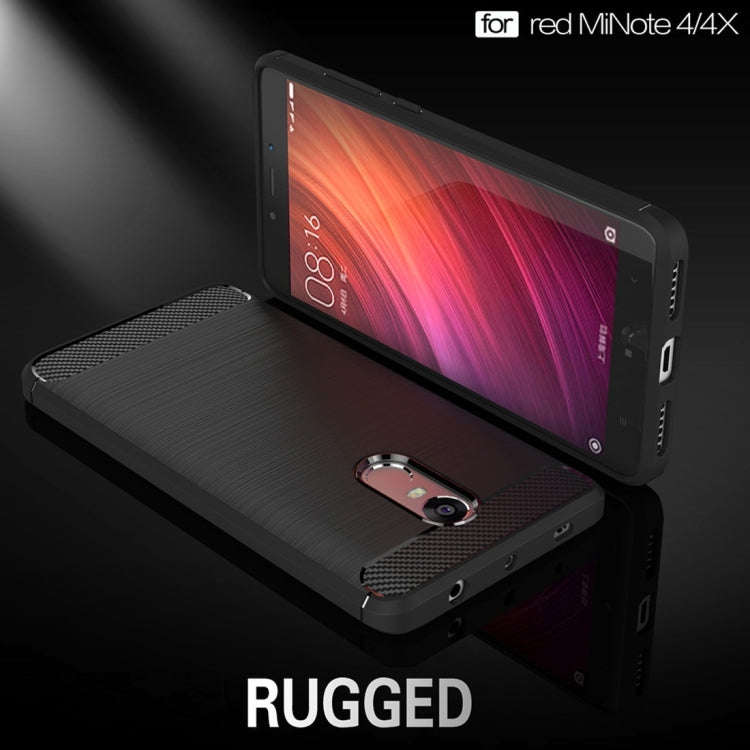 For Xiaomi  Redmi Note 4X Brushed Carbon Fiber Texture Shockproof TPU Protective Case , For Redmi...