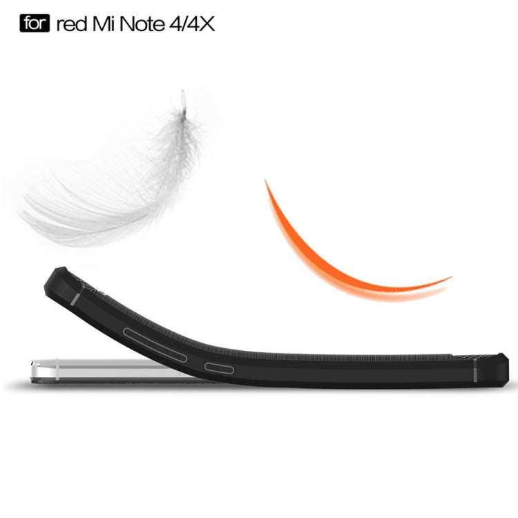 For Xiaomi  Redmi Note 4X Brushed Carbon Fiber Texture Shockproof TPU Protective Case , For Redmi...
