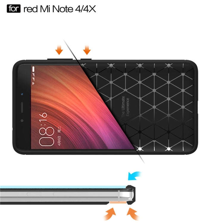 For Xiaomi  Redmi Note 4X Brushed Carbon Fiber Texture Shockproof TPU Protective Case , For Redmi...