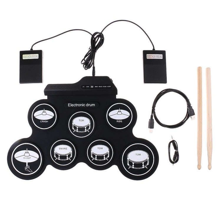 Portable Silicone Hand Roll USB Electronic Drum, Black Icon Version, Electronic Drum Black Icon V...