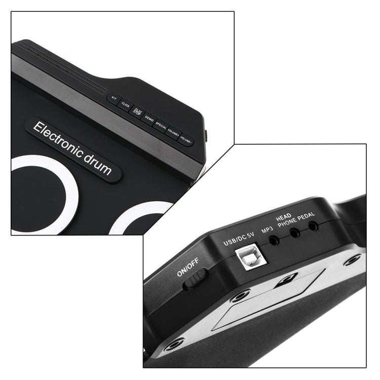 Portable Silicone Hand Roll USB Electronic Drum, Black Icon Version, Electronic Drum Black Icon V...
