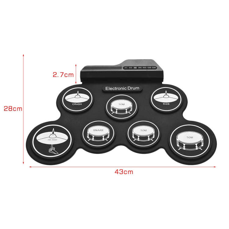 Portable Silicone Hand Roll USB Electronic Drum, Black Icon Version, Electronic Drum Black Icon V...