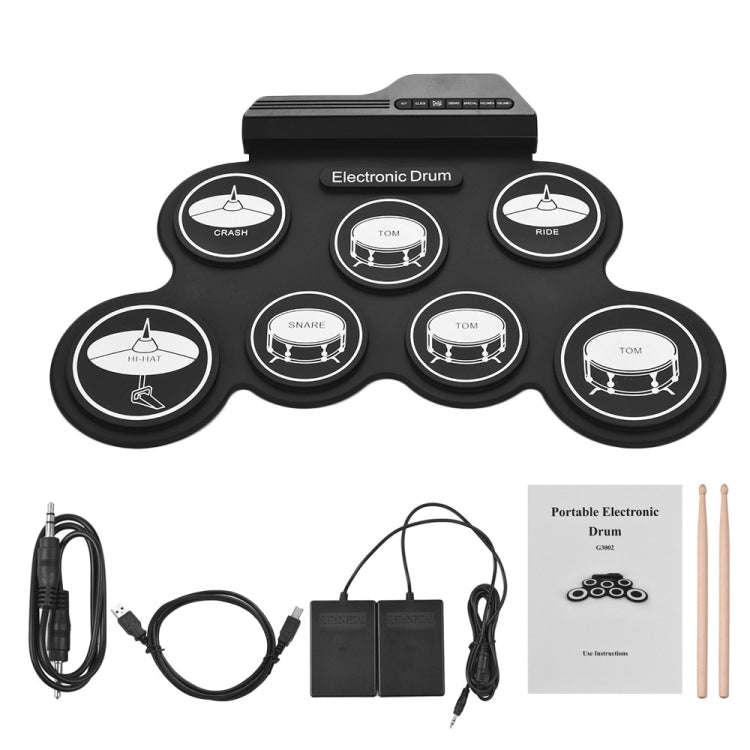 Portable Silicone Hand Roll USB Electronic Drum, Black Icon Version, Electronic Drum Black Icon V...
