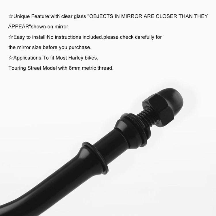 MB-MR008-BK Motorcycle Modified Rotatable Matt Rear View Mirror Set for Harley Davidson XL 883 12...