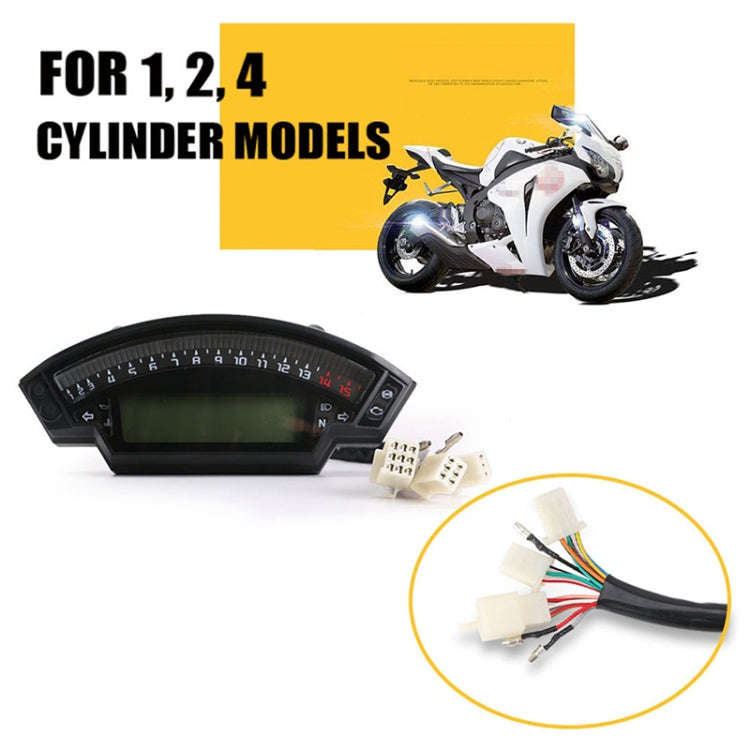 Motorcycle LCD TFT Digital Speedometer 14000RPM 6 Gear Backlight Motorcycle Odometer for 1,2,4 Cy...