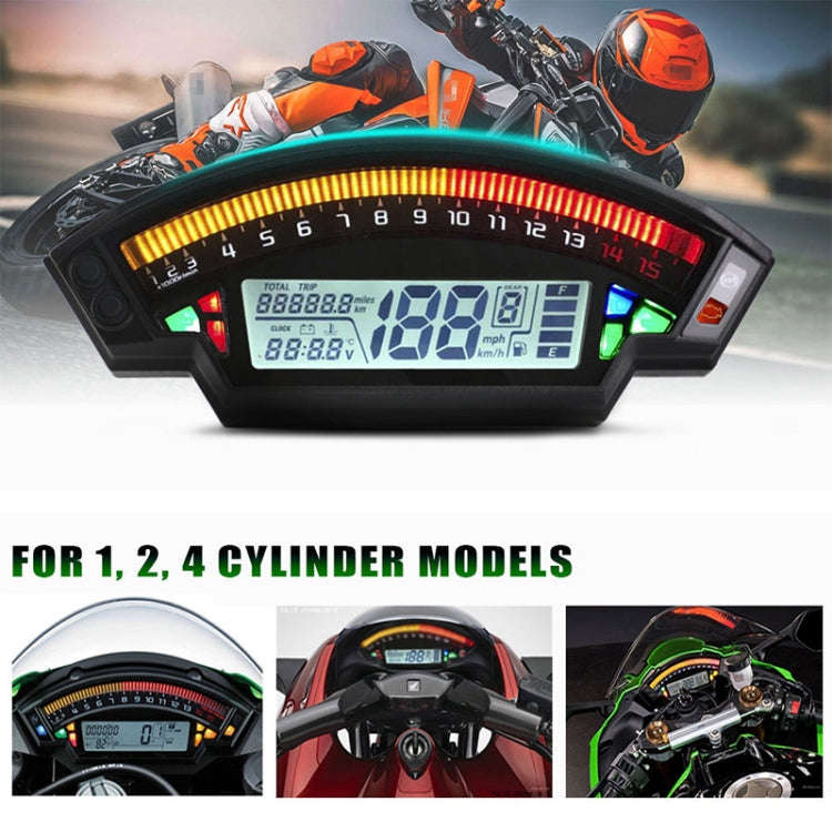 Motorcycle LCD TFT Digital Speedometer 14000RPM 6 Gear Backlight Motorcycle Odometer for 1,2,4 Cy...