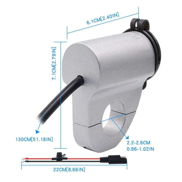 ZH-975A1 Motorcycle Aluminum Alloy Waterproof Mobile Phone Single USB Charger with Red Voltmeter,...