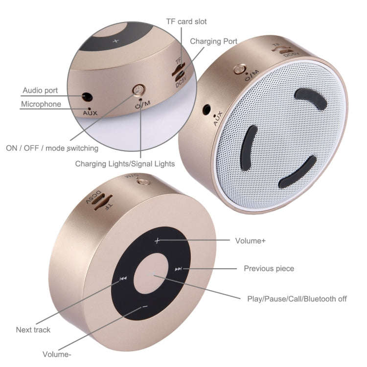A8 Portable Stereo Bluetooth Speaker Built-in MIC, Support Hands-free Calls / TF Card / AUX IN, P...