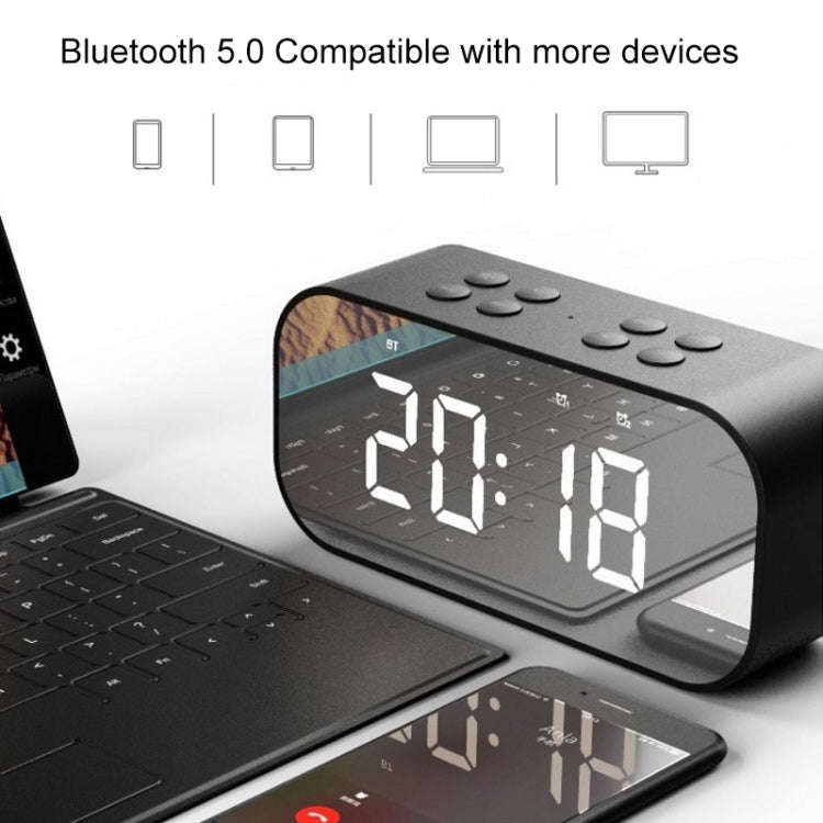 AEC BT501 Bluetooth 5.0 Mini Speaker with LED & Alarm Clock & Clock & Mirror, Support 32G TF Card...