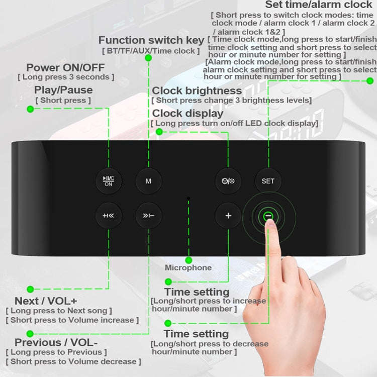 AEC BT501 Bluetooth 5.0 Mini Speaker with LED & Alarm Clock & Clock & Mirror, Support 32G TF Card...