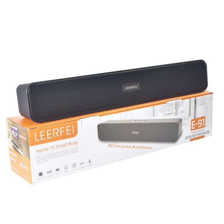LEERFEI E91 10W Long Bar Shape Dual-speaker Multimedia Radio Bluetooth Audio, Support TF Card / U...