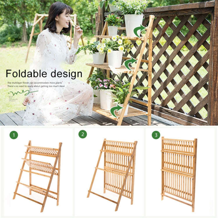 Bamboo 3-Tier Hanging Plant Stand Planter Shelves Flower Pot Storage Rack Folding Display Shelvin...