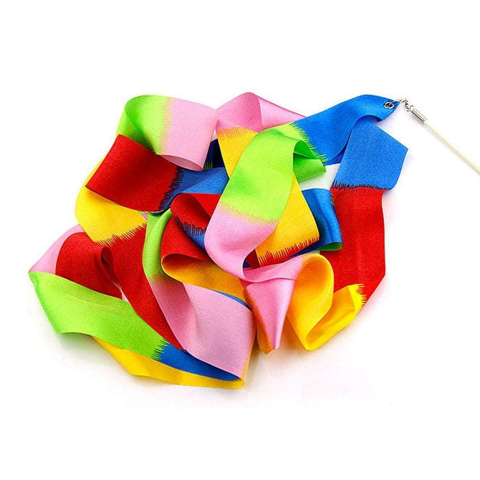 5 PCS 4m Colorful Children Toy Dancing Practices Dance Ribbons with Sticks, Random Pattern Delive...