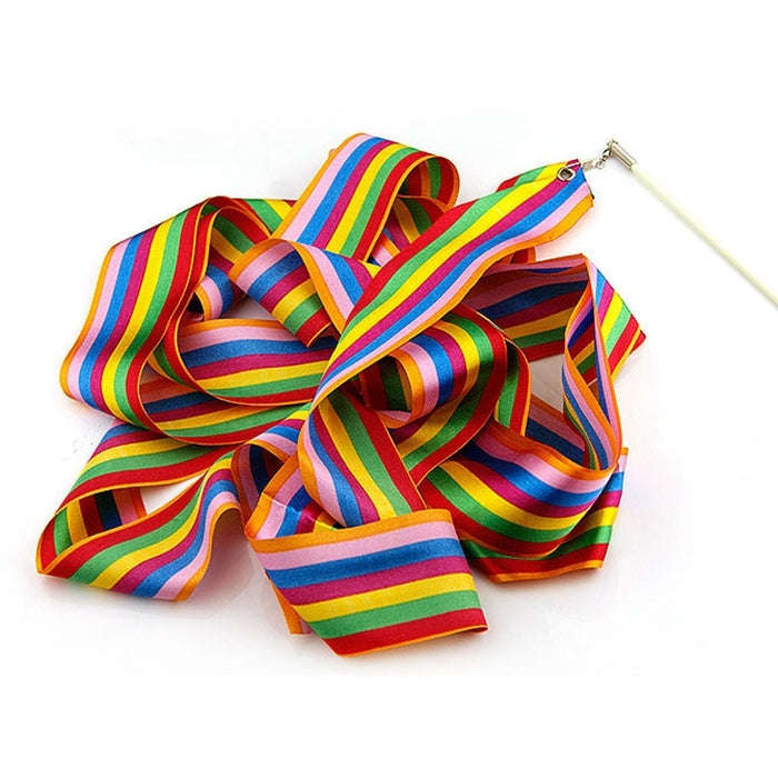 5 PCS 4m Colorful Children Toy Dancing Practices Dance Ribbons with Sticks, Random Pattern Delive...