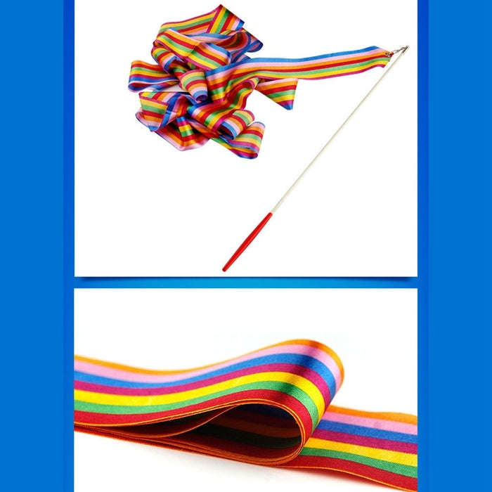 5 PCS 4m Colorful Children Toy Dancing Practices Dance Ribbons with Sticks, Random Pattern Delive...