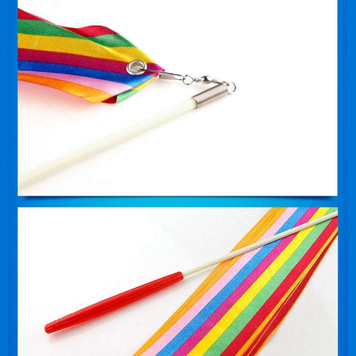 5 PCS 4m Colorful Children Toy Dancing Practices Dance Ribbons with Sticks, Random Pattern Delive...