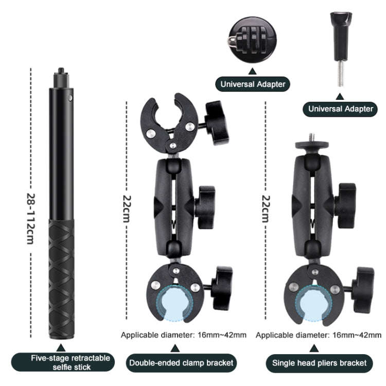 Motorcycle Dual-headsCrab & Single Heads Clamps Handlebar Fixed Mount Selfie Stick, Dual-heads Cr...