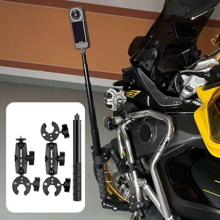 Motorcycle Dual-headsCrab & Single Heads Clamps Handlebar Fixed Mount Selfie Stick, Dual-heads Cr...