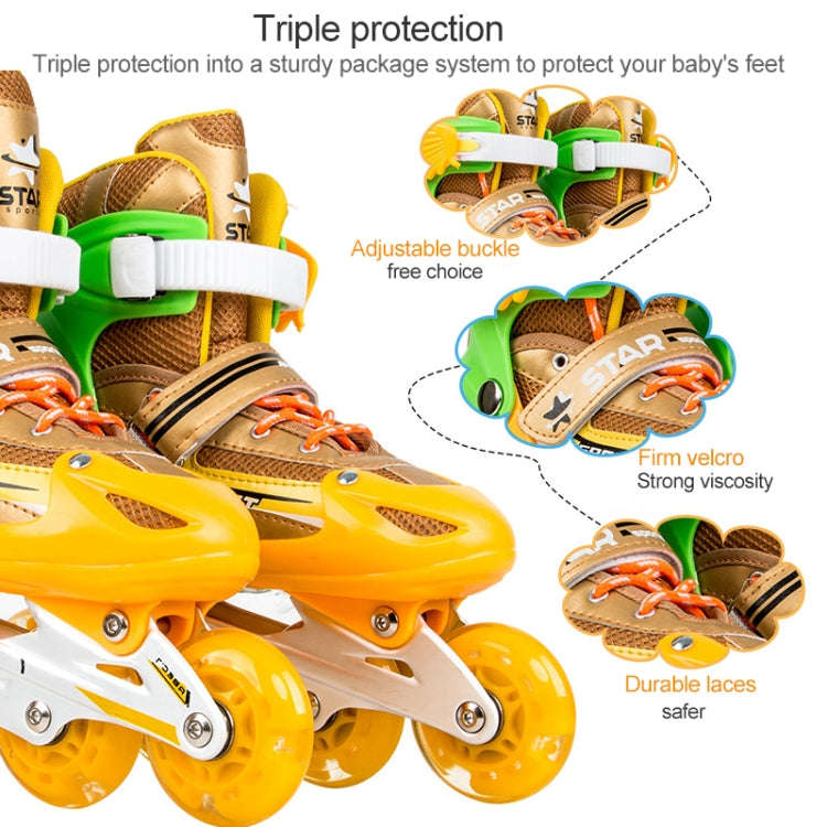 Adjustable Children Full Flash Single Four-wheel Roller Skates Skating Shoes Set, Size : S, Size ...