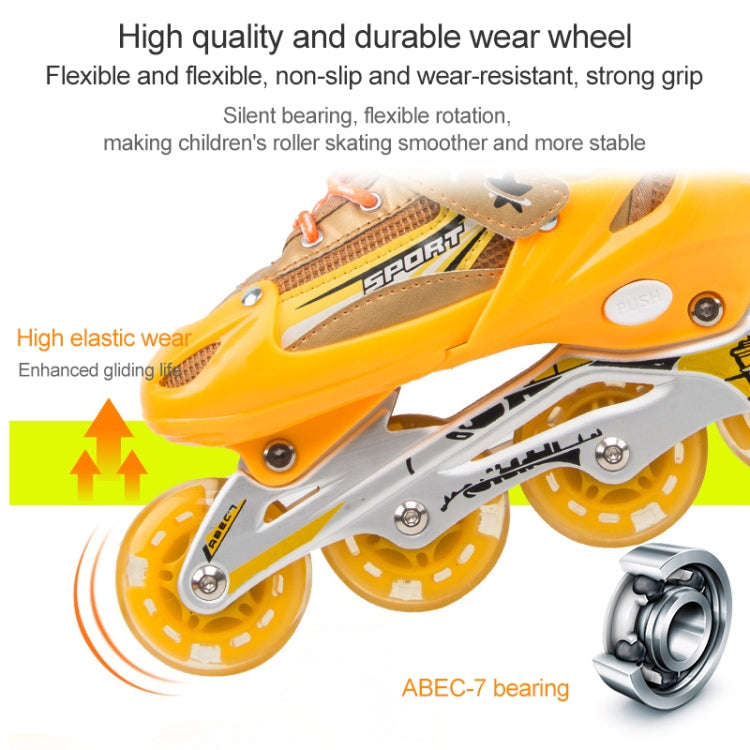 Adjustable Children Full Flash Single Four-wheel Roller Skates Skating Shoes Set, Size : S, Size ...