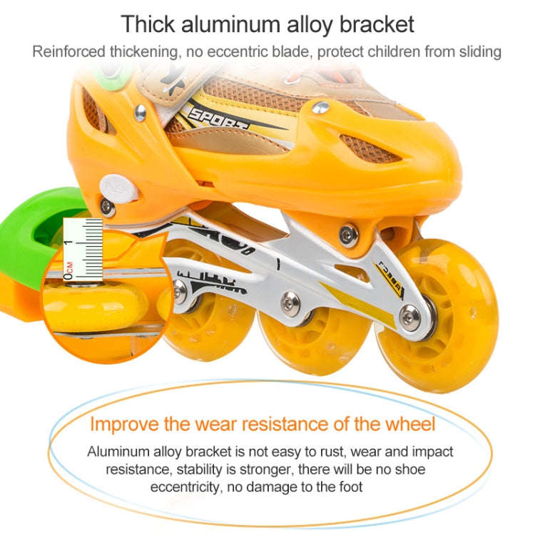 Adjustable Children Full Flash Single Four-wheel Roller Skates Skating Shoes Set, Size : S, Size ...