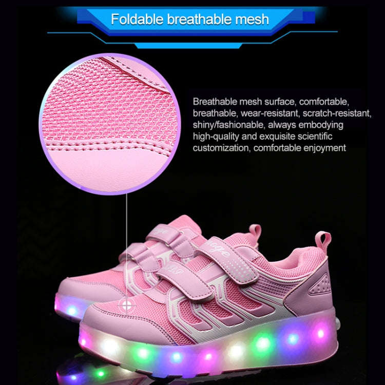 WS01 LED Light Ultra Light Mesh Surface Rechargeable Double Wheel Roller Skating Shoes Sport Shoe...