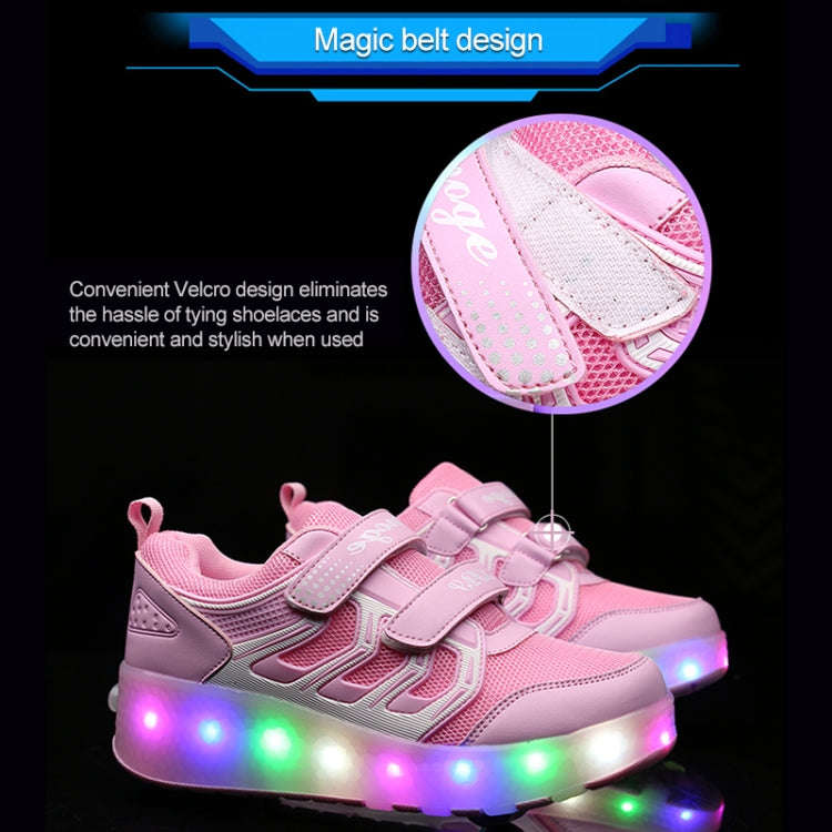 WS01 LED Light Ultra Light Mesh Surface Rechargeable Double Wheel Roller Skating Shoes Sport Shoe...
