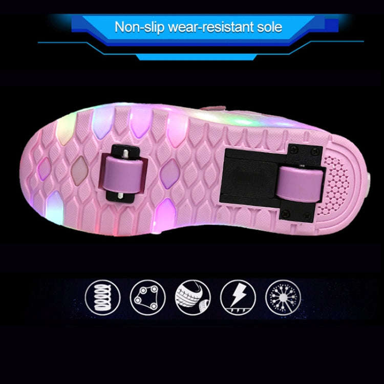 WS01 LED Light Ultra Light Mesh Surface Rechargeable Double Wheel Roller Skating Shoes Sport Shoe...