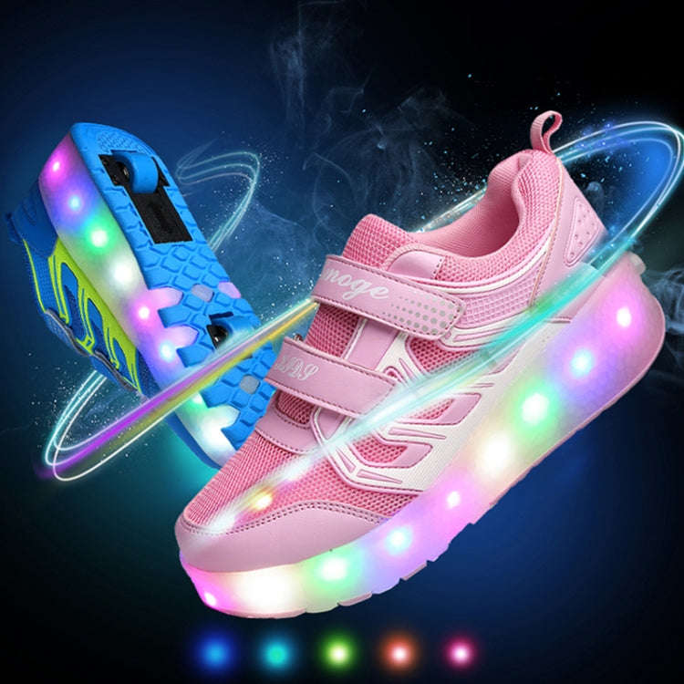 WS01 LED Light Ultra Light Mesh Surface Rechargeable Double Wheel Roller Skating Shoes Sport Shoe...
