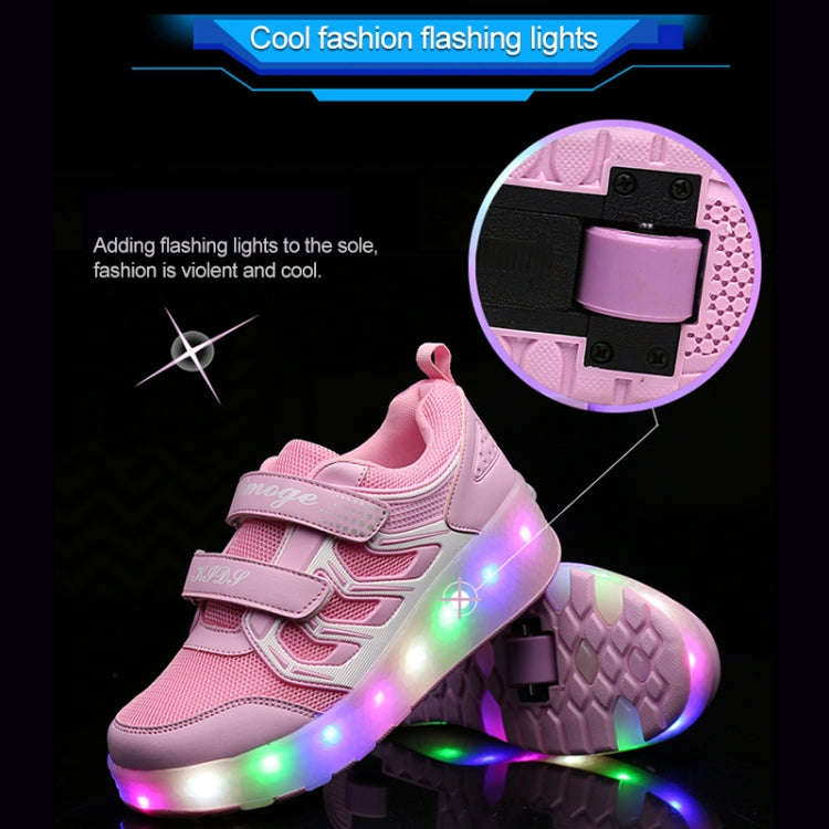 WS01 LED Light Ultra Light Mesh Surface Rechargeable Double Wheel Roller Skating Shoes Sport Shoe...